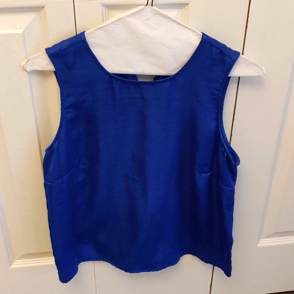 Blue silk tank dress shirt size small